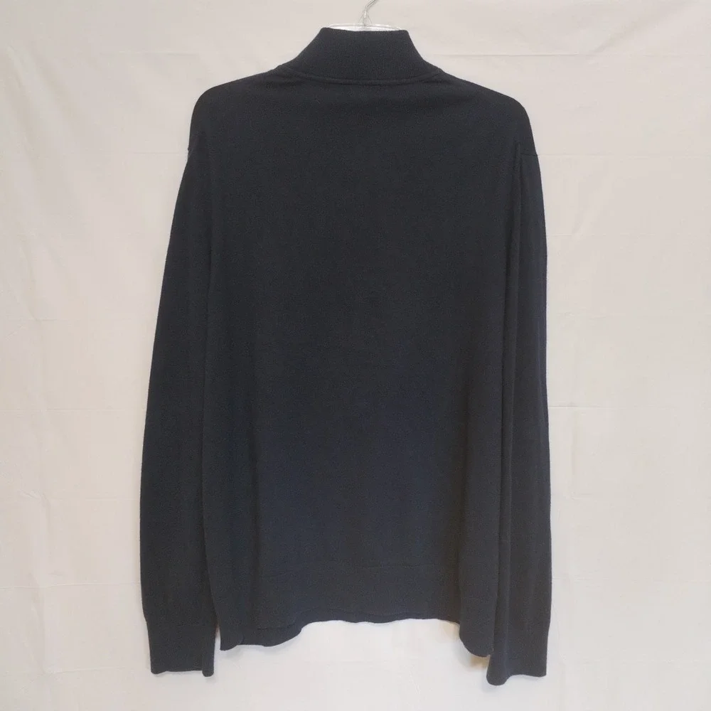 Banana Republic Mens XL Cashmere Pima Cotton 1/4 Zip Pullover Sweater Navy Blue‎
